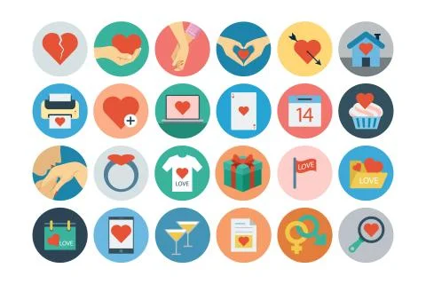 Love and Romance Flat Vector Icons Illustrazione stock