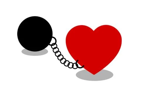 Love and romantic commitment as negative relationship - lost of freedom and l Stock Illustration