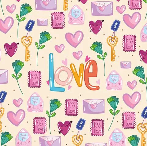 Love and romantic pattern Stock Illustration