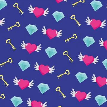 Love and treasure pattern. Vector Stock Illustration