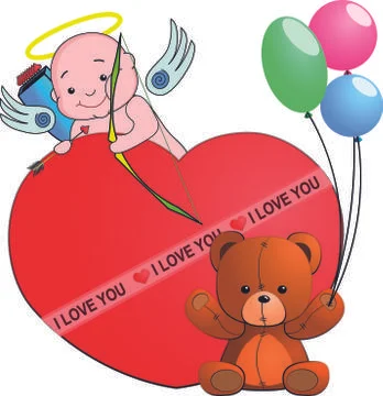 Love Angel and Teddy Bear Stock Illustration