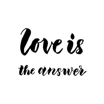 Love is the answer hand drawn text calligraphy Stock Illustration