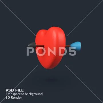 Love arrow isolated 3d render icon illustration PSD-Vorlage