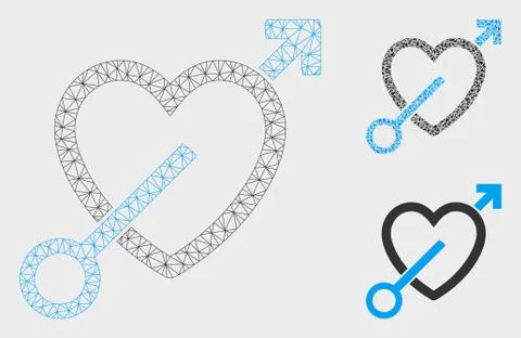 Love Arrow Vector Mesh 2D Model and Triangle Mosaic Icon Stock Illustration