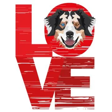 Love Australian Shepherd. Stock Illustration