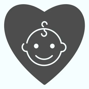 Love baby solid icon. Heart and newborn vector illustration isolated on white Illustrazione stock