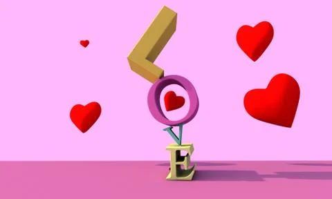 Love Background 3d render. Colorful Valentines Day Background Stock Illustration