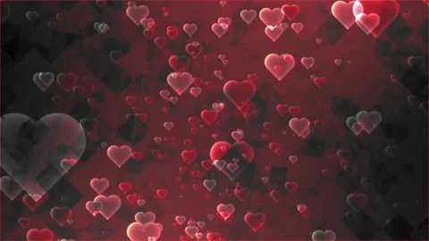 Love background animation in a dark red background, Animated Red and white heart Stock Footage 302040391
