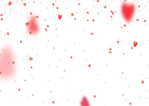 Love background. Falling from above romantic red hearts Ilustração Stock