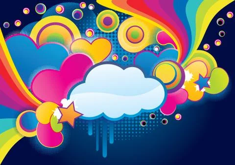 Love background of funky splash collage with cloud, abstract vector illustration Stock Illustration