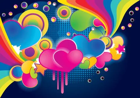 Love background of funky splash collage, abstract vector illustration Stock Illustration