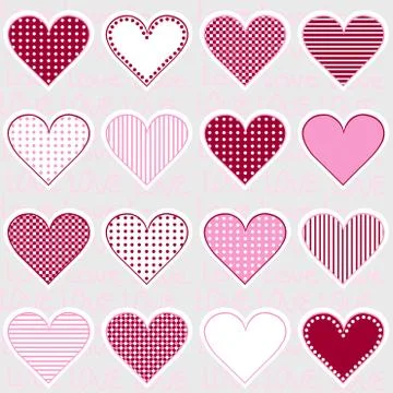 Love background with heart frames on pink, pattern for baby girl Stock Illustration