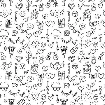 Love background. Romantic seamless pattern. Valentine, wedding design. Wrap.. Stock Illustration
