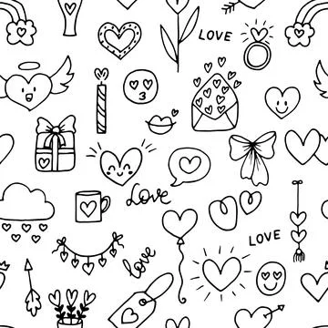 Love background. Romantic seamless pattern. Valentine, wedding design. Wrap.. Stock Illustration
