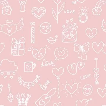 Love background. Romantic seamless pattern. Valentine, wedding design. Wrap.. Stock Illustration