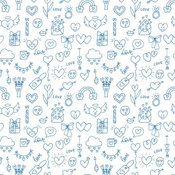 Love background. Romantic seamless pattern. Valentine, wedding design. Wrap.. Stock Illustration