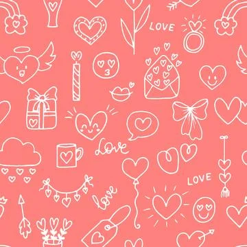 Love background. Romantic seamless pattern. Valentine, wedding design. Wrap.. Stock Illustration