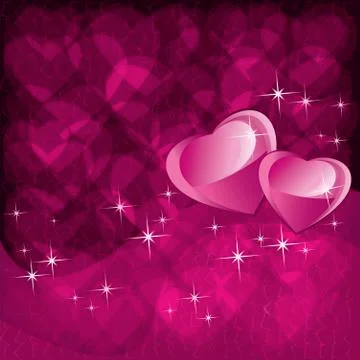 Love background for valentines day with two hearts Stock Illustration