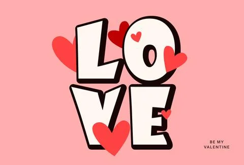 Love background vector illustration. Happy Valentines Day card with hearts, t Stock Illustration