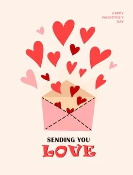Love background vector illustration. Happy Valentines Day card with hearts,.. Stock Illustration