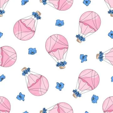 LOVE BALLOON Valentine's Seamless Pattern Stock Illustration