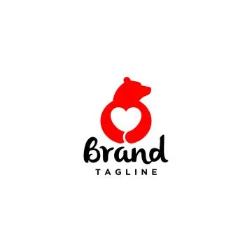 Love Bear Logo Design Stock Illustration
