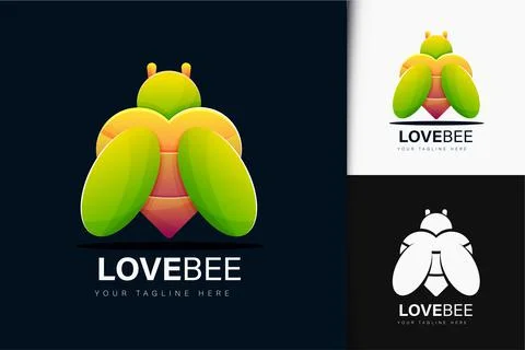 Love bee logo design with gradient Stock Illustration