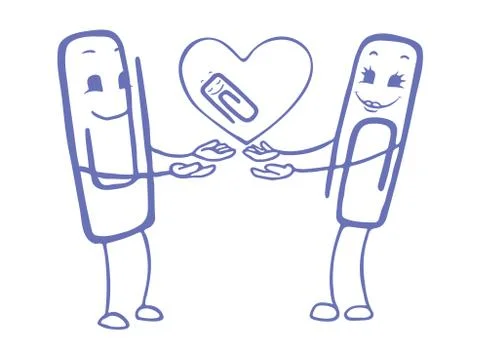 Love between staples. Vector doodle sketch. Vector illustration on white Stock Illustration