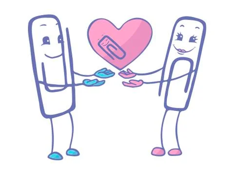 Love between staples. Vector illustration on white background. Stock Illustration