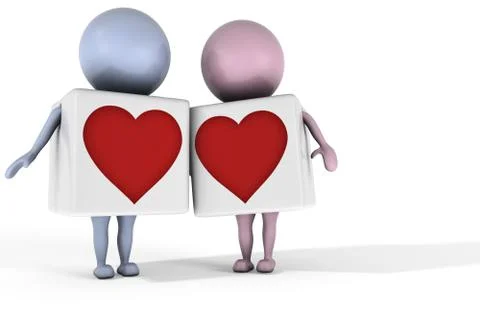 Love between two 3d characters Stock Illustration