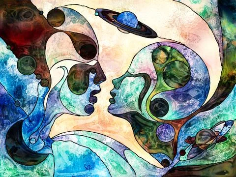 Love Between Worlds 스톡 일러스트