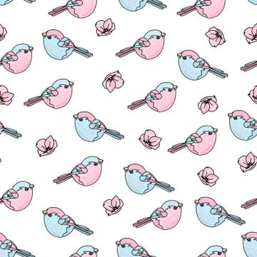 LOVE BIRD Valentine's Seamless Pattern Stock Illustration