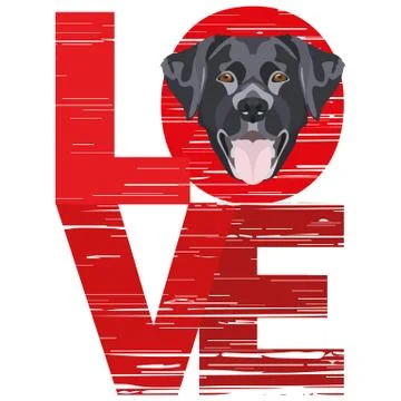 Love black Labrador. Stock Illustration