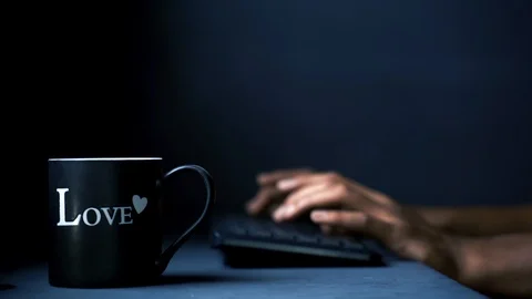 Love black mug Stock Footage 121347851