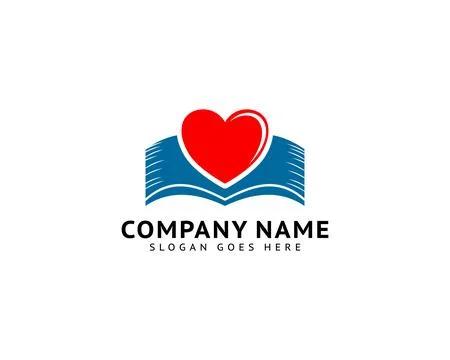 Love Book Logo Template Design Vector Stock Illustration
