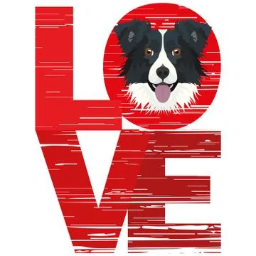 Love Border Collie. Stock Illustration