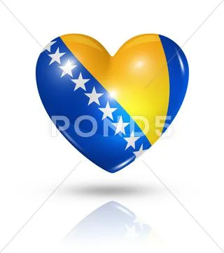 Love bosnia and herzegovina, heart flag icon Stock Illustration
