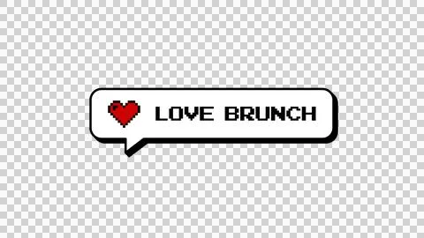 Love Brunch 8-bit pixel art neubrutalism comment balloon badge. Illustration