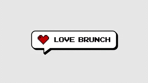 Love Brunch 8-bits pixel art comment balloon. Alpha ProRes 4444. Stock Footage 316774396