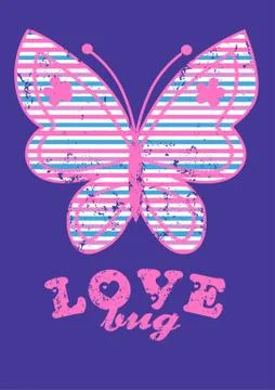 Love bug with colored stripes Stock Illustration