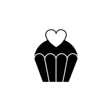 Love cake with heart solid icon, sweets 스톡 일러스트