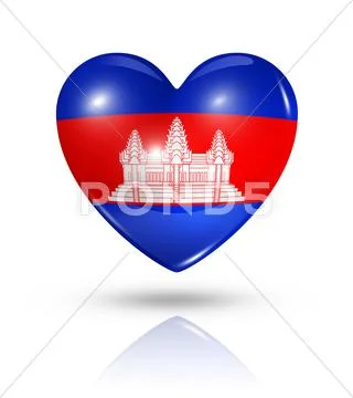 Love cambodia, heart flag icon Stock Illustration