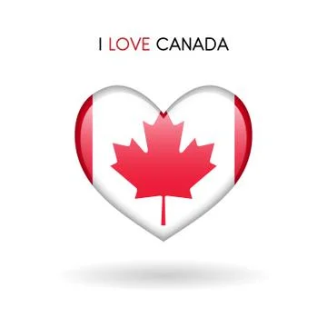Love Canada symbol. Flag Heart Glossy icon Stock Illustration