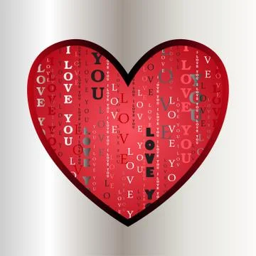 Love card. Heart shape with i love you text. Stock Illustration