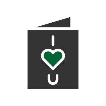 Love card icon solid grey green style valentine illustration symbol perfect. Stock Illustration