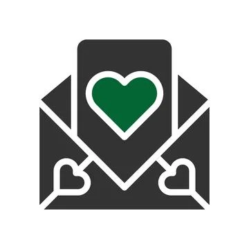 Love card icon solid grey green style valentine illustration symbol perfect. Illustrazione stock