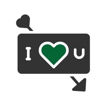 Love card icon solid grey green style valentine illustration symbol perfect. Stock Illustration