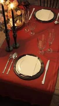 Love card on red table with romance dinner Иллюстрация