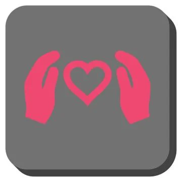 Love Care Hands Rounded Square Button Illustrazione stock