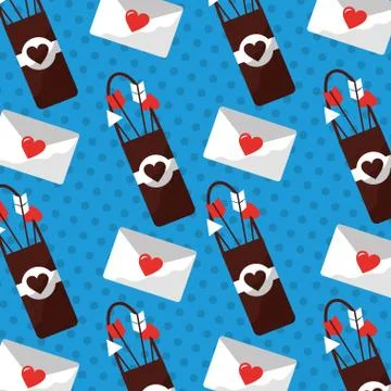 Love case bow arrow and message romance pattern Stock Illustration